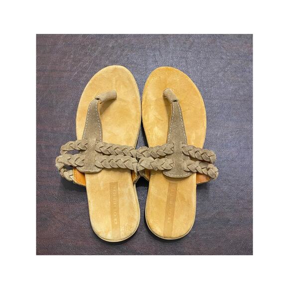 Oliberté Suede Braided Strap Thong Sandals Sze Womens 37(6.5/7) Beige Fair Trade - Picture 2 of 7